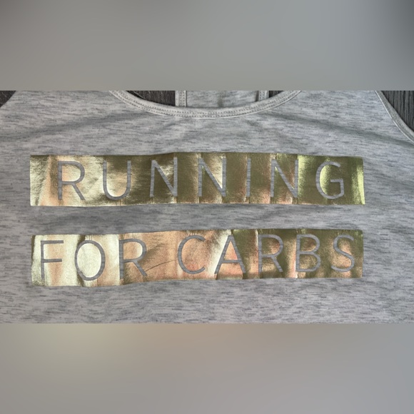 Gap Gapfit Women’s Workout Racerback Tank Top Running For Carbs Size XL Gold - Picture 3 of 4